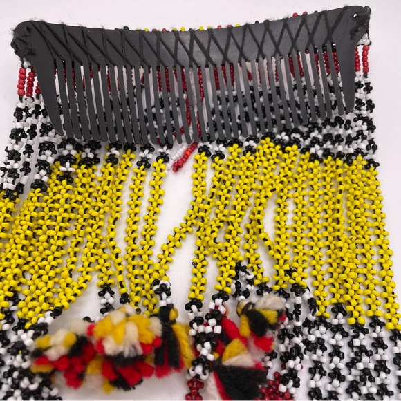 Vintage Handmade Native American Beaded Dangling Hair Comb Rare One of a Kind - Picture 2 of 12